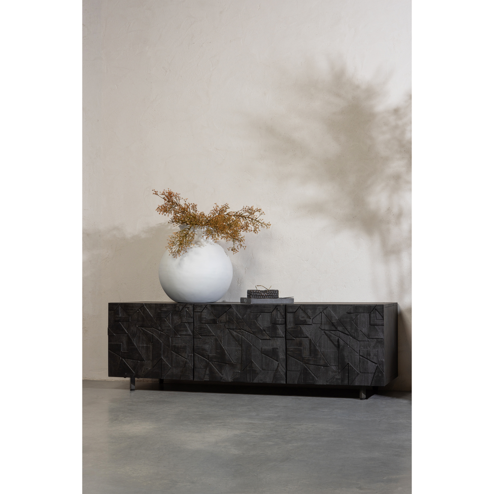 Counter meuble tv bois de manguier noir, photo d'ambiance