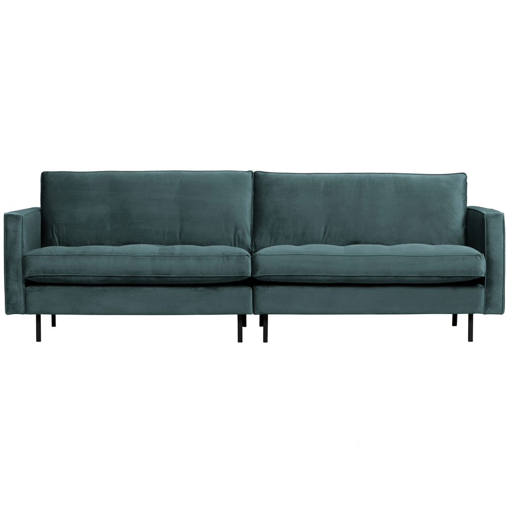Rodeo classic 3-zits bank velvet groenblauw, vooraanzicht