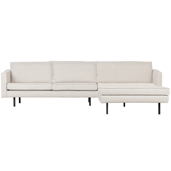Rodeo chaise longue right bouclé natural, front view