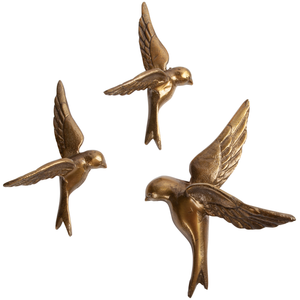 Set v 3 - Avaler Too vogels metaal antique brass, vooraanzicht