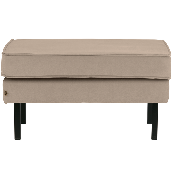 Rodeo hocker on legs velvet khaki, front view
