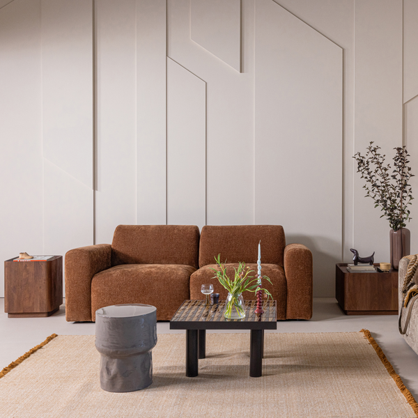 Umina 2-seater sofa slub chenille light brown, room setting