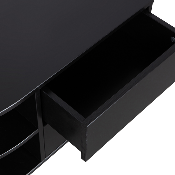 Finca meuble tv rond gauche 78 cm bois profond noir, détail