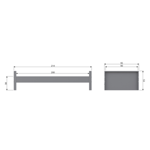 Morris lit pin loam 90x200 cm (ex. sommer lattes+tiroir), plan avec dimensions