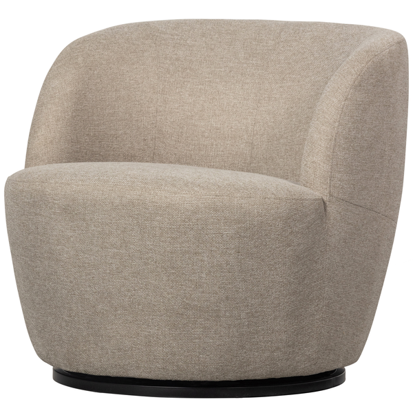 Serra swivel chair woven fabric sand, angled front view