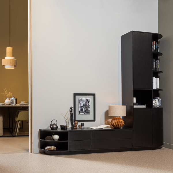 Finca meuble tv 75 cm bois profond noir, photo d'ambiance