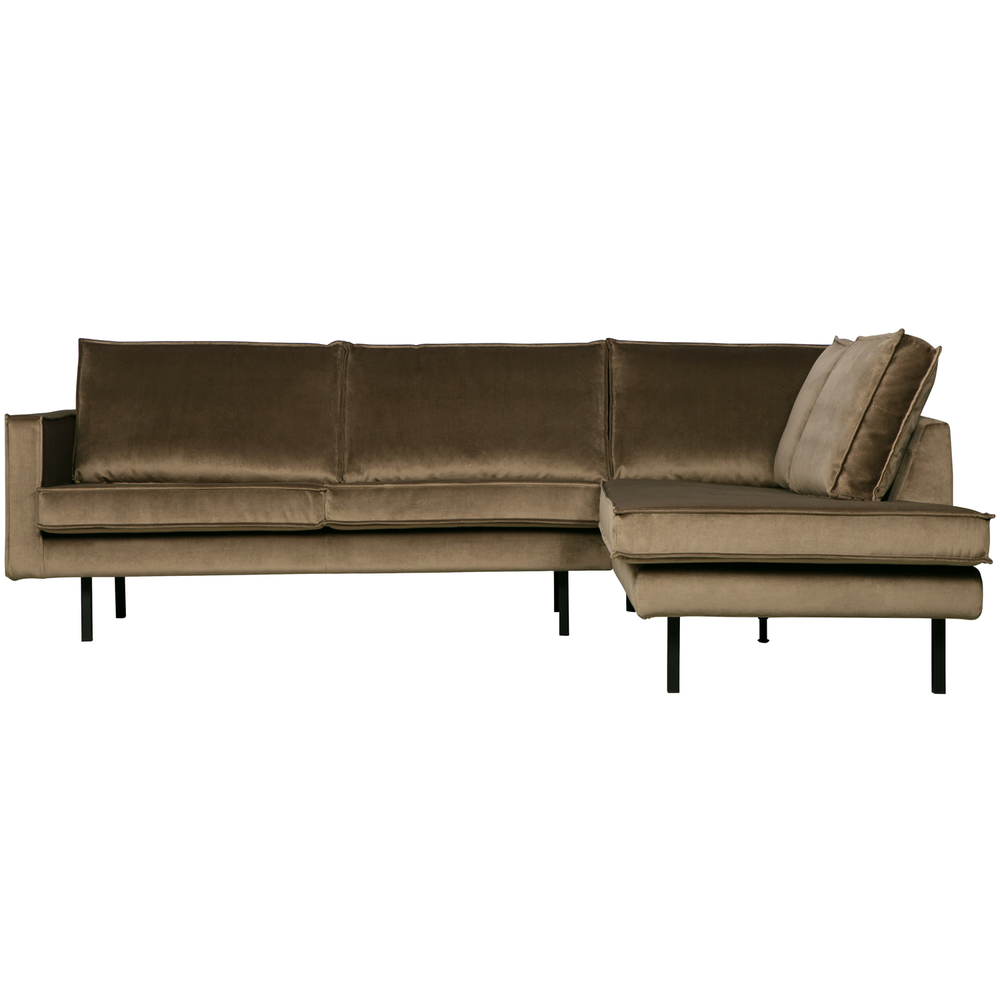 Rodeo hoekbank rechts velvet taupe, vooraanzicht