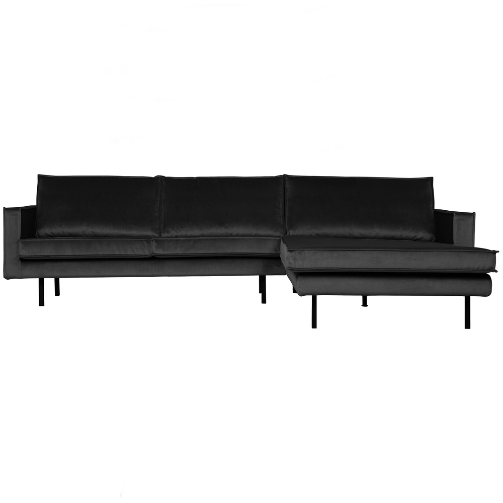 Rodeo chaise longue rechts velvet antraciet, vooraanzicht