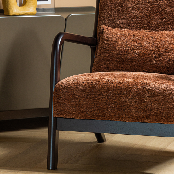 Mark armchair chenille brown, room setting