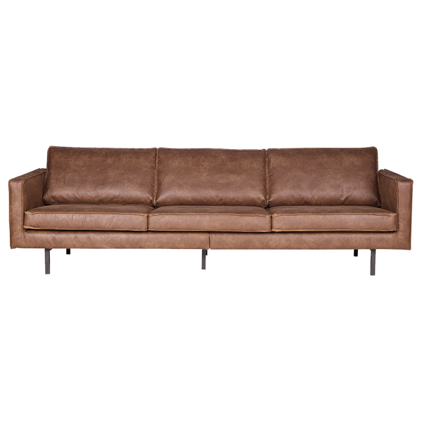 Rodeo canape 3-places eco cuir cognac, vue de face