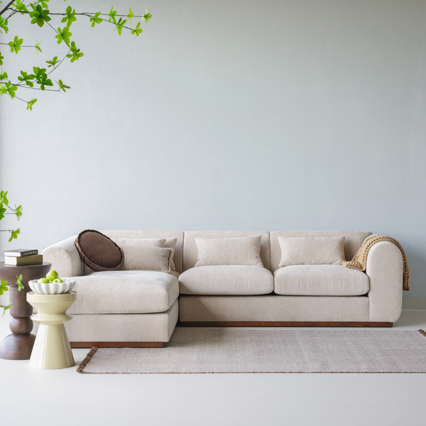 Brenvo corner sofa left structure velvet sand, room setting