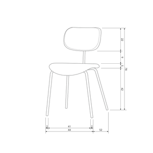 Link dining chair sand, dimension drawing