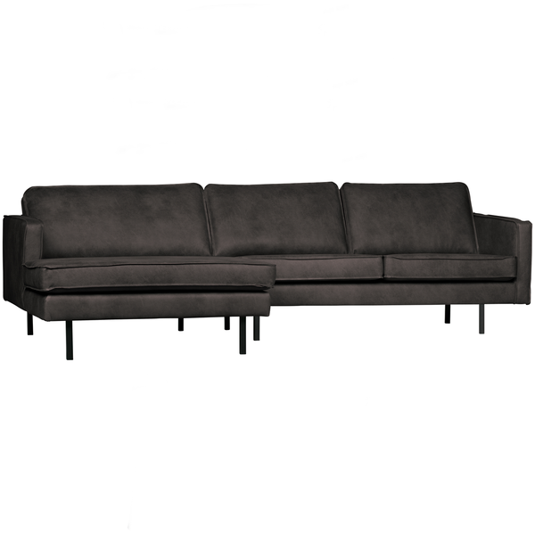 Rodeo chaise longue left ecoleather black, front view