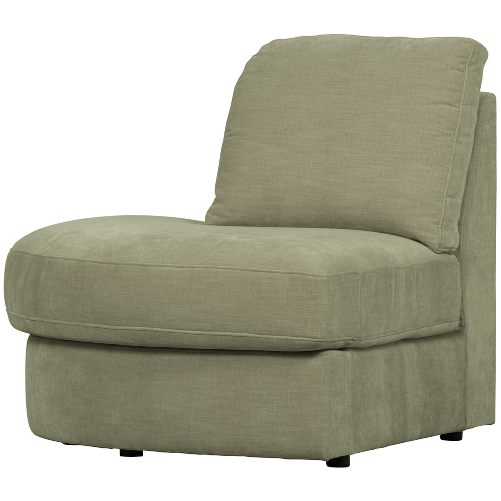 Family 1-seater element round corner left green, angled front view