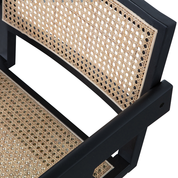 Gunn eetkamerstoel rattan/hout zwart, detail