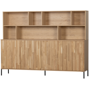 New Gravure wandkast eiken blanke lak, schuin vooraanzicht