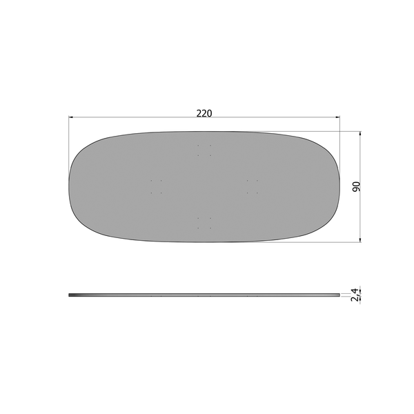 Tablo plateau de table ovale en chêne non traité, plan avec dimensions
