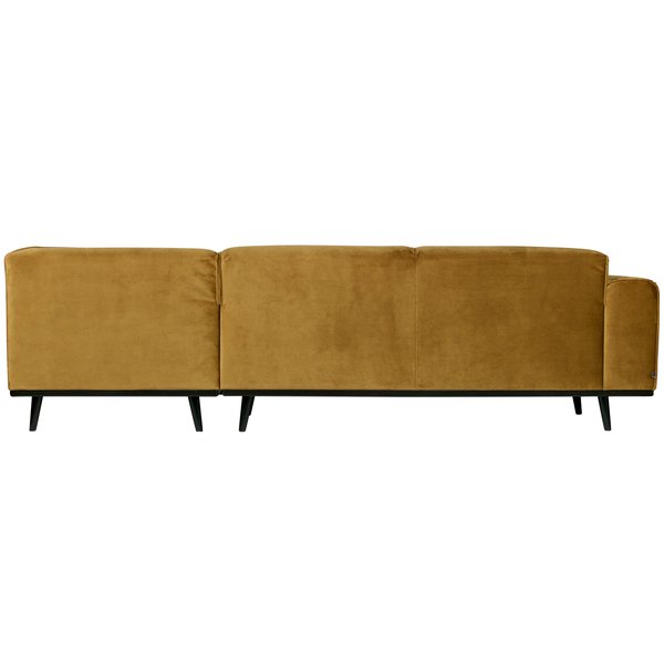 Statement canapé d angle droite velvet jaune miel, vue de dos