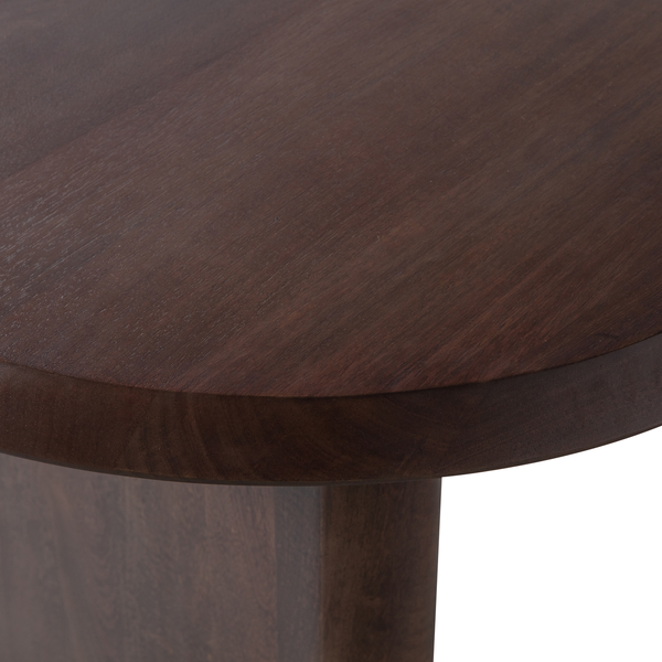Ellips eetkamertafel mango hout walnoot 90x240 cm, detail