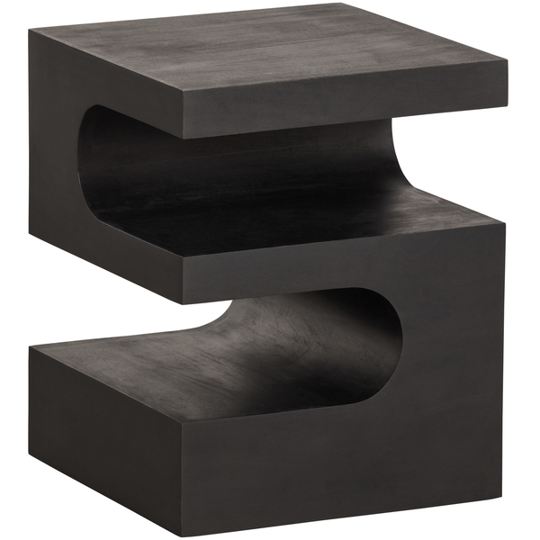 Toma side table mango wood black, angled front view