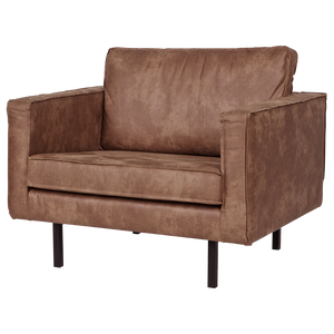 Rodeo fauteuil ecoleer cognac, schuin vooraanzicht