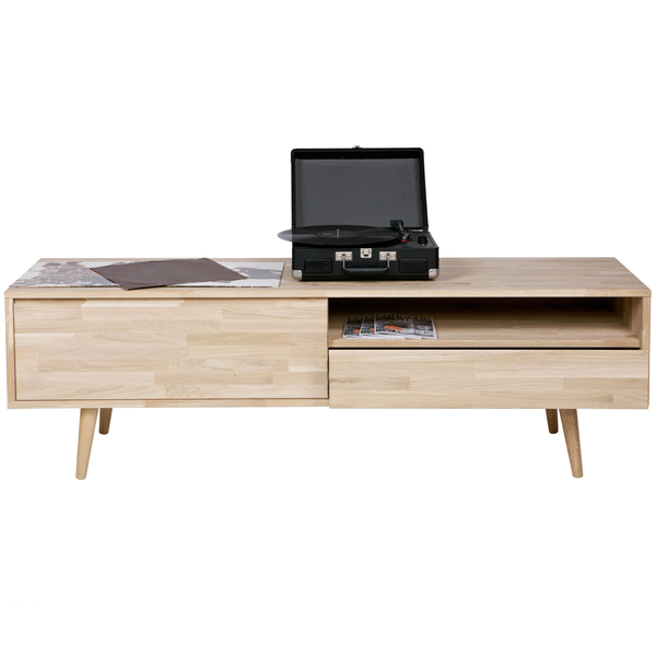 Tygo tv meubel 150 cm eiken met retro poten, linkerkant