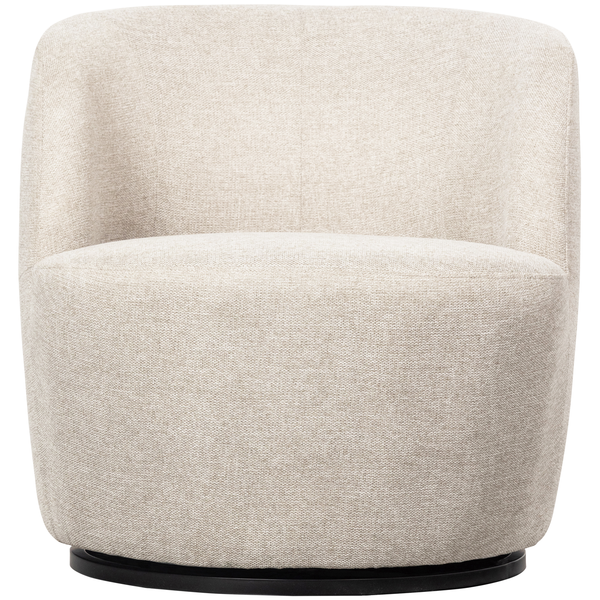 Serra fauteuil pivotant en tissu off white, vue de face