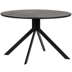 Bruno table à manger mdf noir ø120 cm, vue de face inclinée