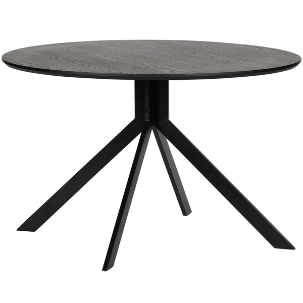 Bruno table à manger mdf noir ø120 cm, vue de face inclinée