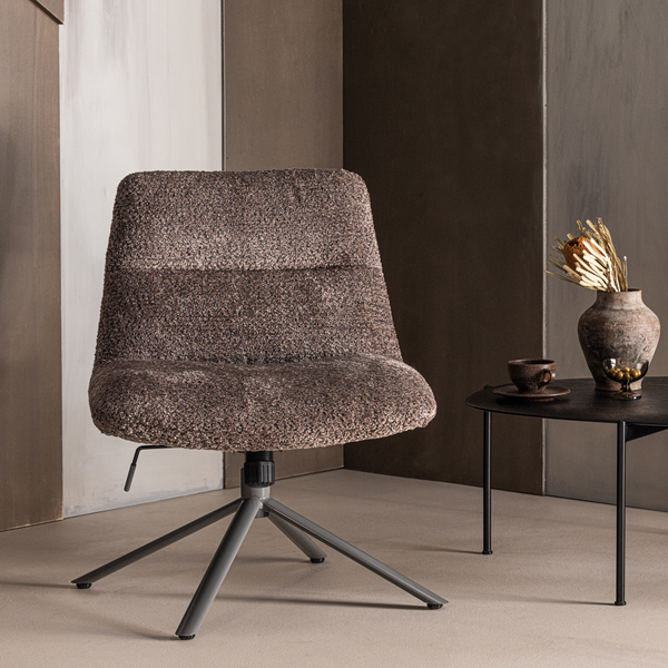 Soren adjustable swivel armchair woolly brown, room setting