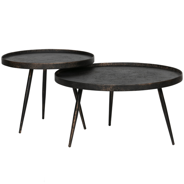 Bounds bijzettafel L hout/metaal antique goud 44xø58 cm, vooraanzicht