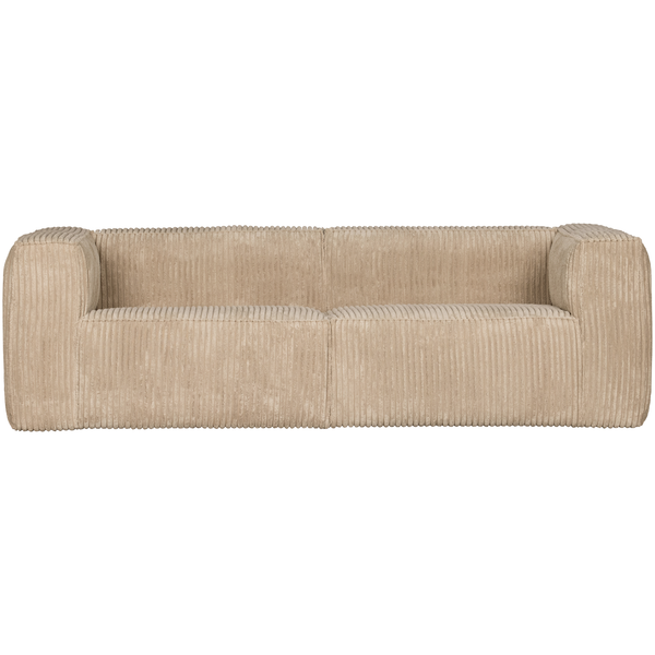 Bean 3,5-seater sofa rib fabric travertin, front view