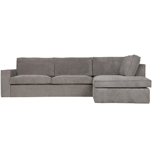 Thomas corner sofa, ribbed fabric, right-hand side, weathered green, front view