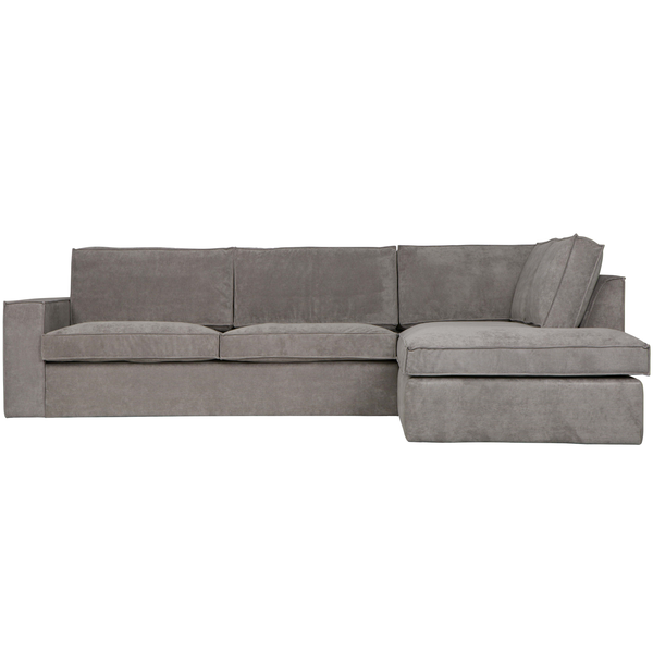 Thomas corner sofa, ribbed fabric, right-hand side, weathered green, front view