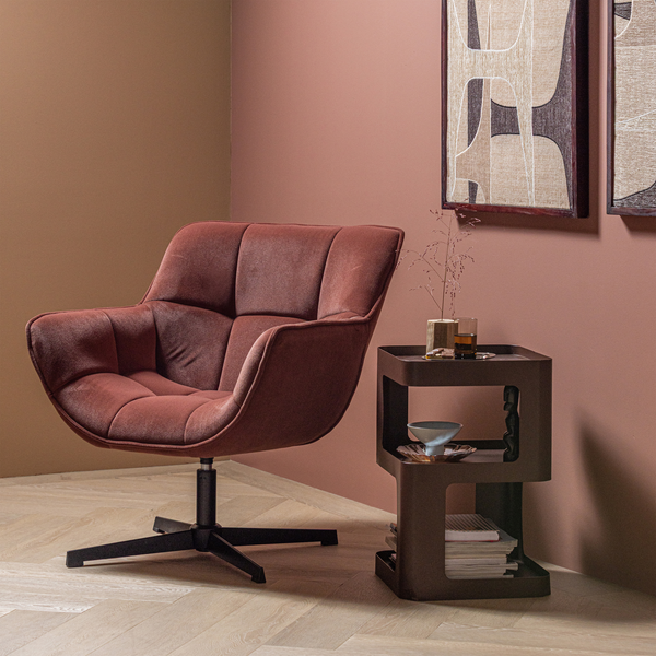 Riv side table/night stand metal purple/brown, room setting