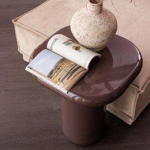 Zava side table wood high gloss dark brown, room setting