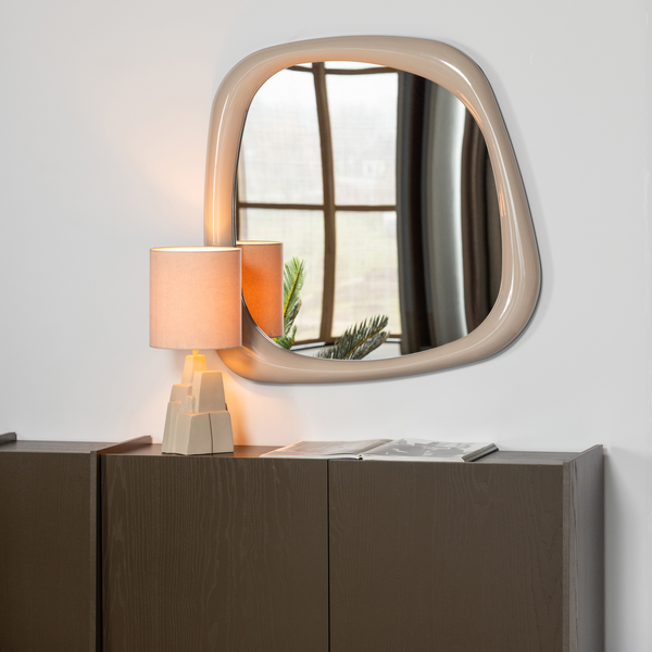 Norea mirror 90x90 cm wood high gloss sand, room setting