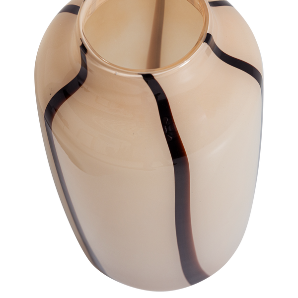 Selena vase glass natural with stripe brown, detail