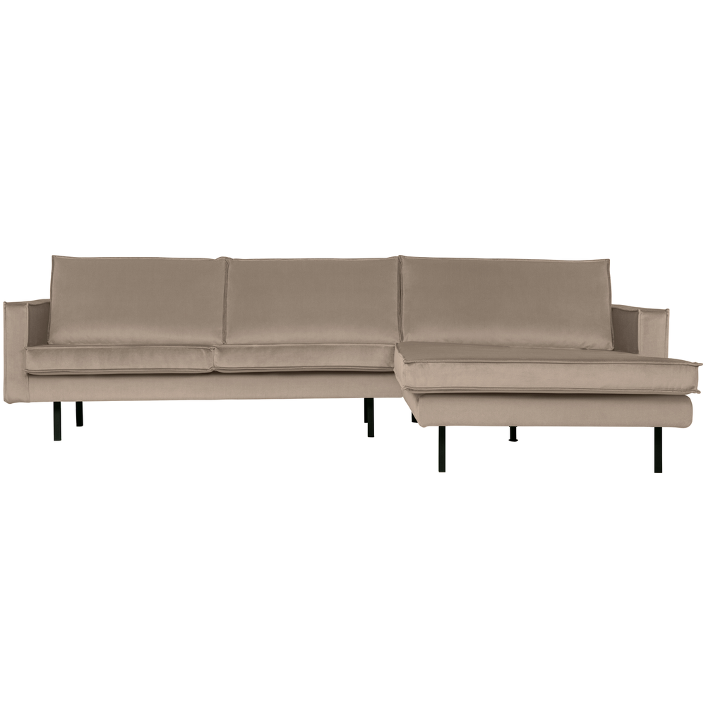 Rodeo chaise longue rechts velvet khaki, vooraanzicht