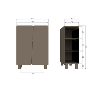 Root 2-doors cabinet pine truffle brown, dimension drawing