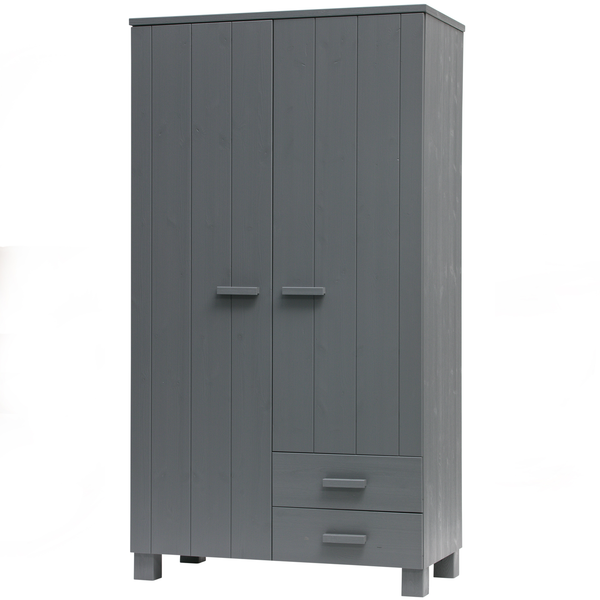 Dennis kast met laden grenen steel grey, vooraanzicht