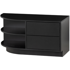 Finca meuble tv rond gauche 78 cm bois profond noir, vue de face inclinée