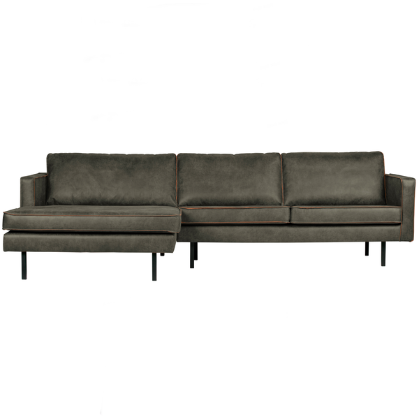 Rodeo chaise longue left ecoleather army, front view