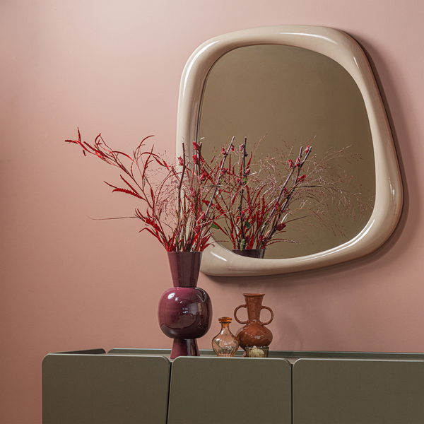 Norea mirror 90x90 cm wood high gloss sand, room setting