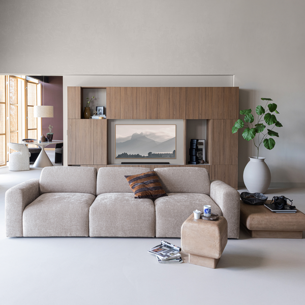 Umina 3-seater sofa slub chenille natural, room setting