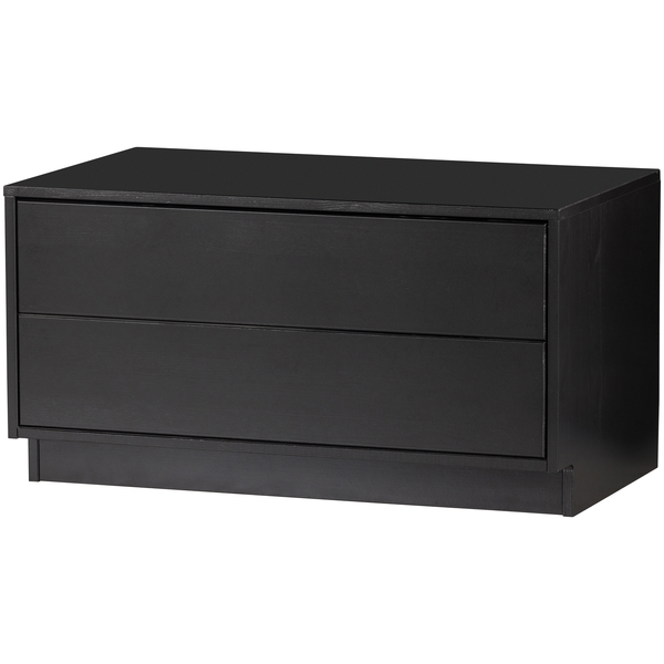 Finca meuble tv 75 cm bois profond noir, vue de face inclinée