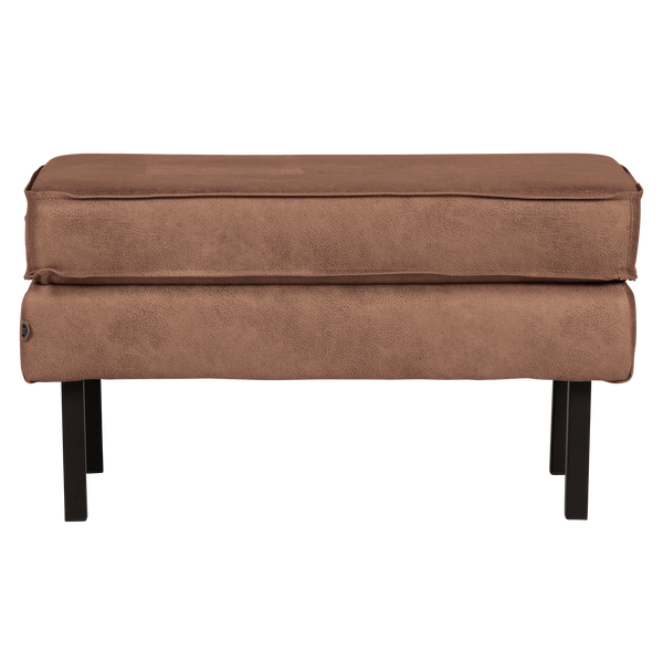 Rodeo tabouret sur jambes eco cuir cognac, vue de face