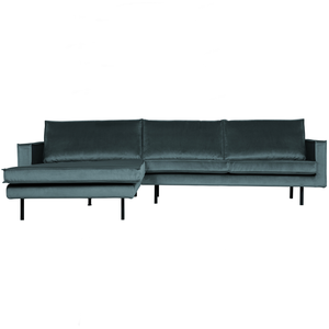 Rodeo chaise longue links velvet groenblauw, vooraanzicht