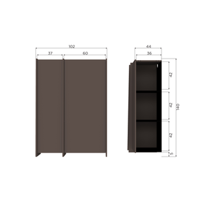 Brock 2-deurs kast essen fineer middenbruin, maattekening