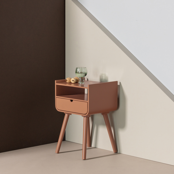 Nils nightstand/side table wood old pink, room setting